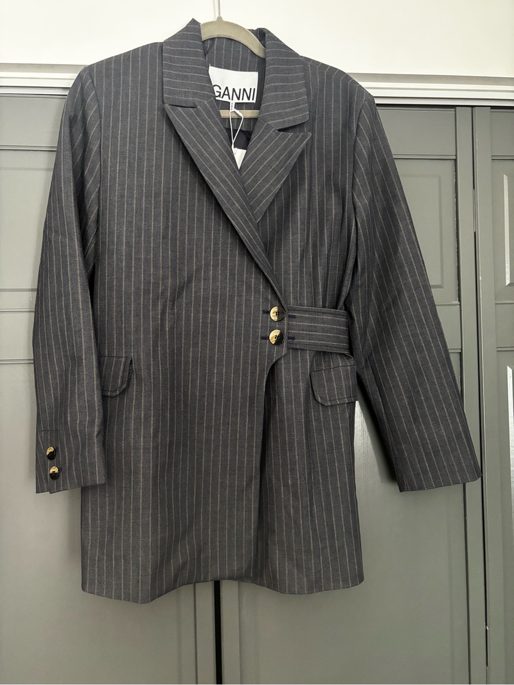 Ganni Charcoal Pinstripe Blazer - NWT